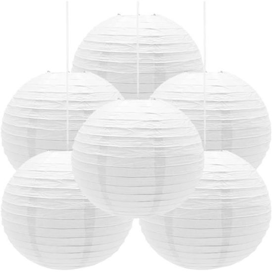 Lanternes En Papier Vertes - Lot De 6 Boules De 30cm Pour Déco Mariage, Fête - Installation Facile