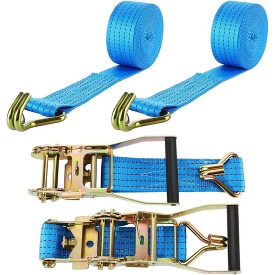 2 Sanglies D'Arrimage 5000kg - Sangle Cliquet 6m Pour Remorque