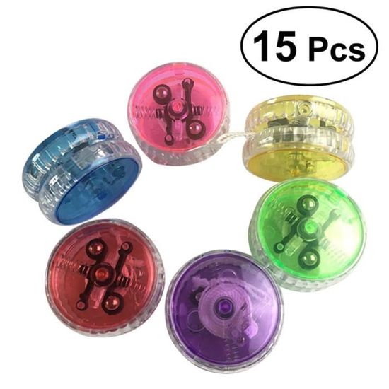 Lot De 15 Yoyos LED Colorés – Jouet Réactif En Plastique Avec Lumières – Parfait Pour Débutants, Anniversaires Et Fêtes – Couleurs Aléatoires