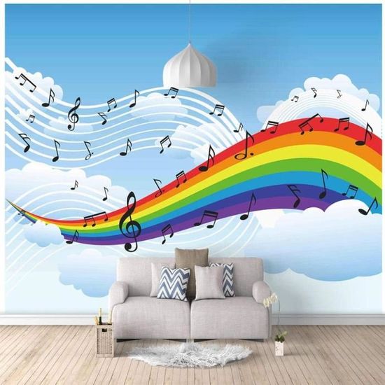 Papier Peint Panoramique Note De Musique Arc En Ciel Bleu Ciel Papier ...