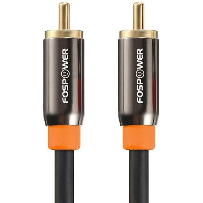 Câble Coaxial RCA Audio Numérique avec Fiche Jack Plaqué Or 24K RCA