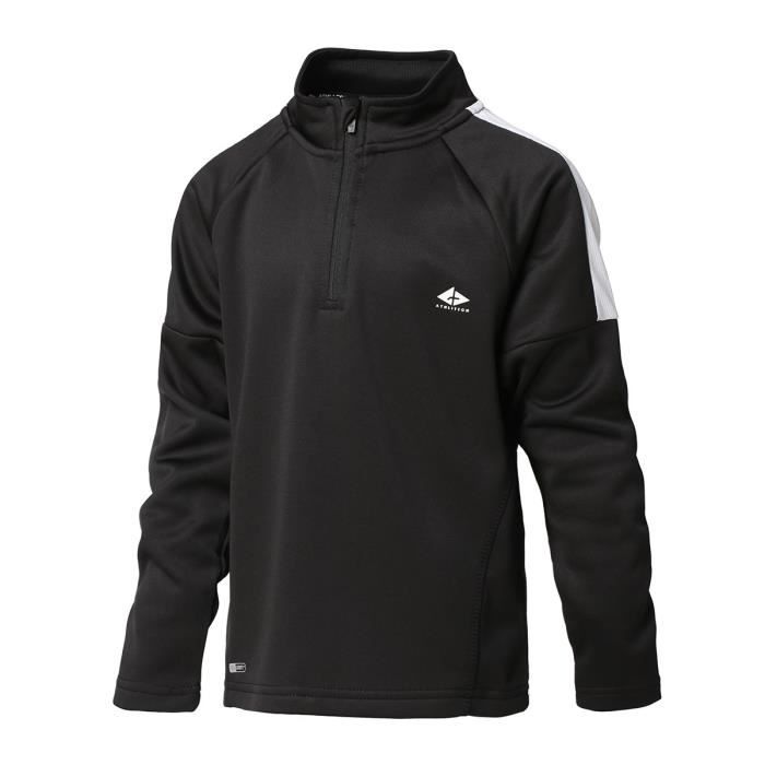 ATHLI-TECH Maillot de Football 1/2 zip - Enfant - Noir
