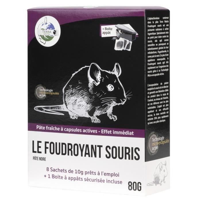 TERRA NOSTRA Le FOUDROYANT Souris - 1 Boite a appâts sécurisée OFFERTE -  Souricide 80 g