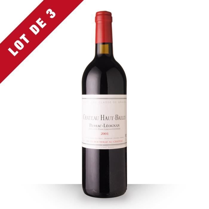 Lot de 3 - Château Haut-bailly 2001 AOC Pessac-Léognan - 3x75cl - Vin Rouge