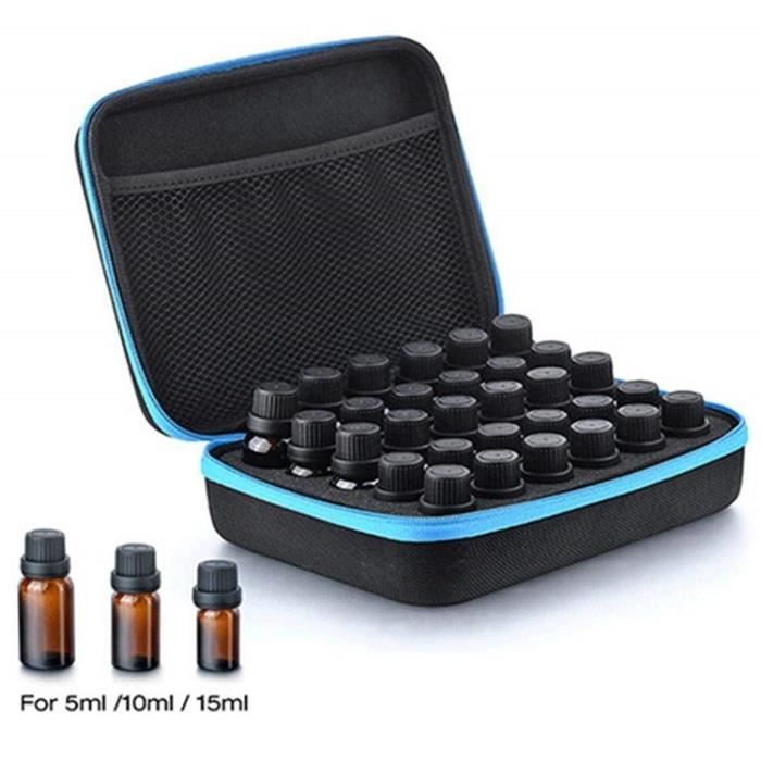 30 flacons pour huiles essentielles et mallette de transport , Boite de Rangement Essentielles imperméable, avec Poignée ,Bleu