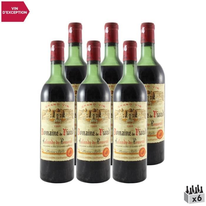 Domaine de Viaud Lalande-de-Pomerol Rouge 1966 - Lot de 6x75cl - Vin AOC Rouge de Bordeaux - Cépages Merlot, Cabernet Franc