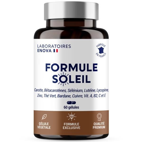 FORMULE SOLEIL - Bronzage Rapide et Optimisé - Carotte, Betacarotenes, Selenium, Bardane, Cuivre
