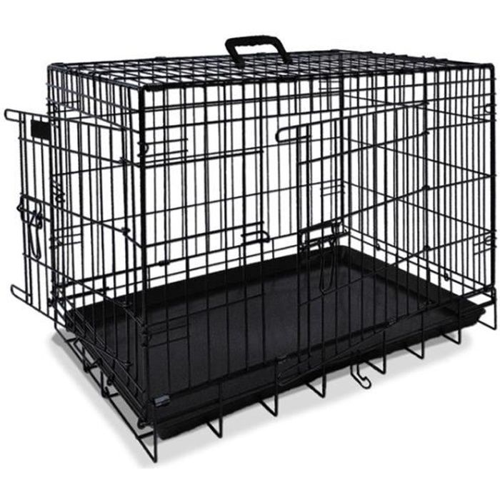 NOBBY Cage de transport métallique noire pour chien 64 x 48 x 54cm