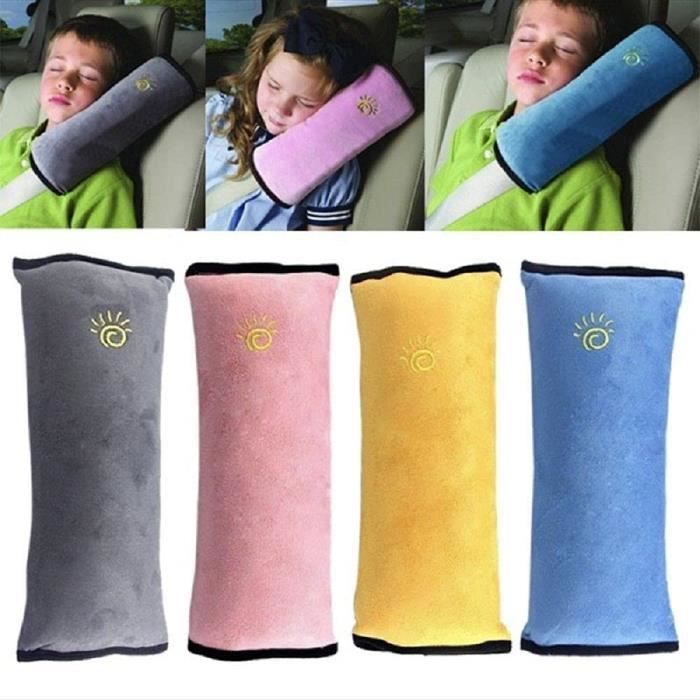 Ceinture de sécurité Bandoulière Épaulière de couleur unie pour enfants Bleu + Rose + Gris + Jaune (4 pièces