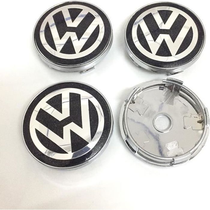 4pcs x 60mm Roues modifiées noir Logo Jante Cache Moyeu Centre De Roue Piqûres Emblème pour Volkswagen