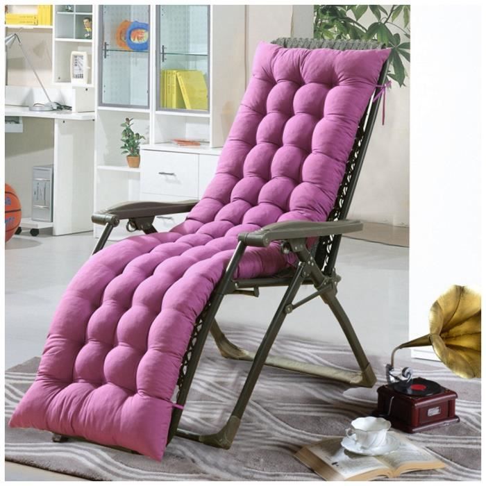 Coussin Bain de Soleil Jardin Pliable Anti-Dérapant Coussin Chaise Longue Epais Confort,48x120cm,Violet