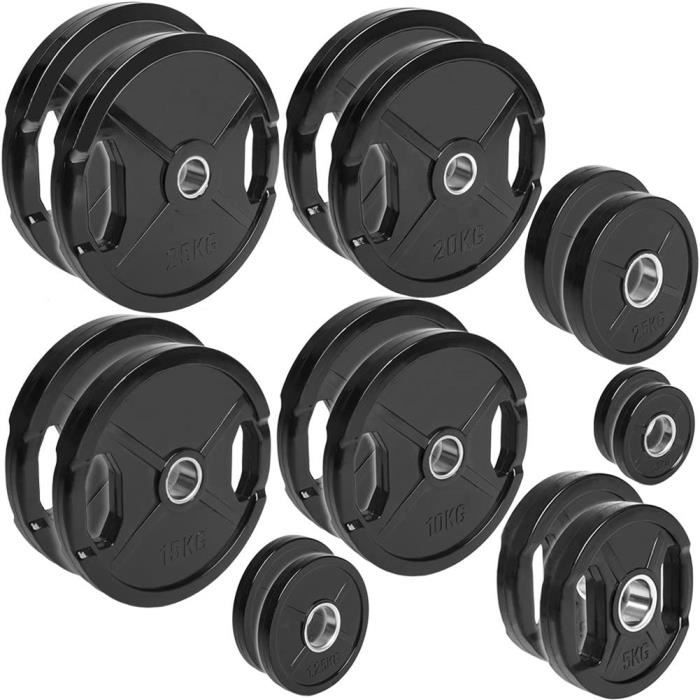 POIDS C.P. Sports Lot de 2 disques d'haltères caoutchoutés Ø 50-51 mm, 1 paire de 0,5 kg à 30 kg –63