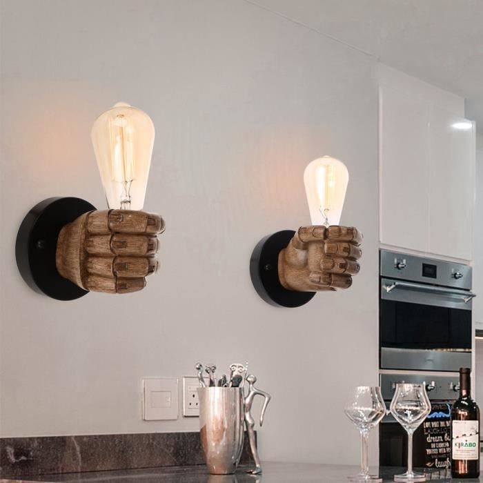COUNT Applique industrielle en Métal Bronze,2pcs Main gauche Rétro Lampe Murale Escalier Couloir Café Loft Salon Balcon Bar