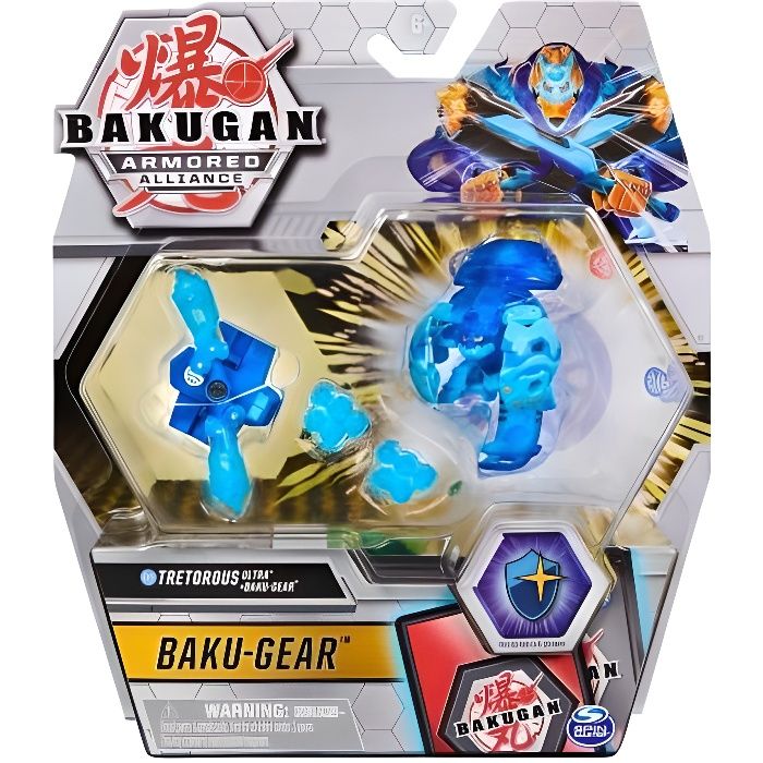 Bakugan Ultra : Armored Alliance - Tretorous + Baku-Gear + Carte - Boule Bleue - Figurine Deluxe - Jouet Garcon