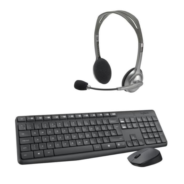LOGITECH - Pack clavier souris sans fil MK235 + casque H110