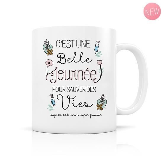 Mug avec boite cadeau médecin docteur infirmière -C'est une belle journée pour SAUVER DES VIES- Creabisontine