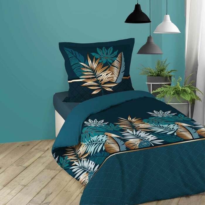 PARURE DE LIT 2 PIECES 140 x 200 CM IMPRIME 42 FILS ALLOVER ALIANOR