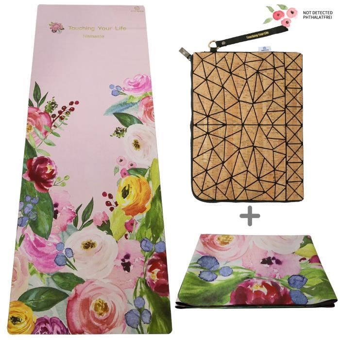 GOLDEN Tapis de Yoga antidérapant Pliable, Tapis Yoga Bio Voyage avec Sac/Sangle de Transport, en Caoutchouc Naturel et Microfibre