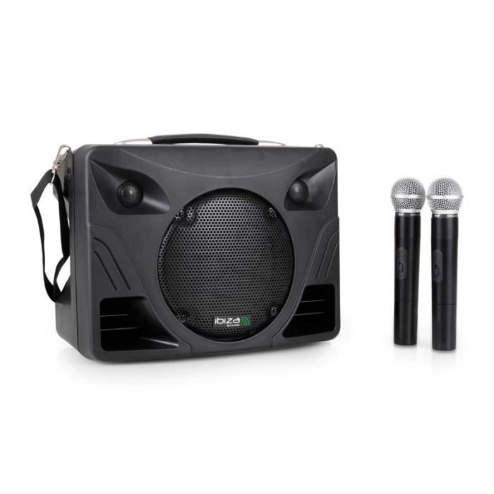 IBIZA SOUND PORT85VHF-BT Système de sonorisation portable rechargeable avec lecteur USB/MP3/sd, 2 micros vhf & bluetooth