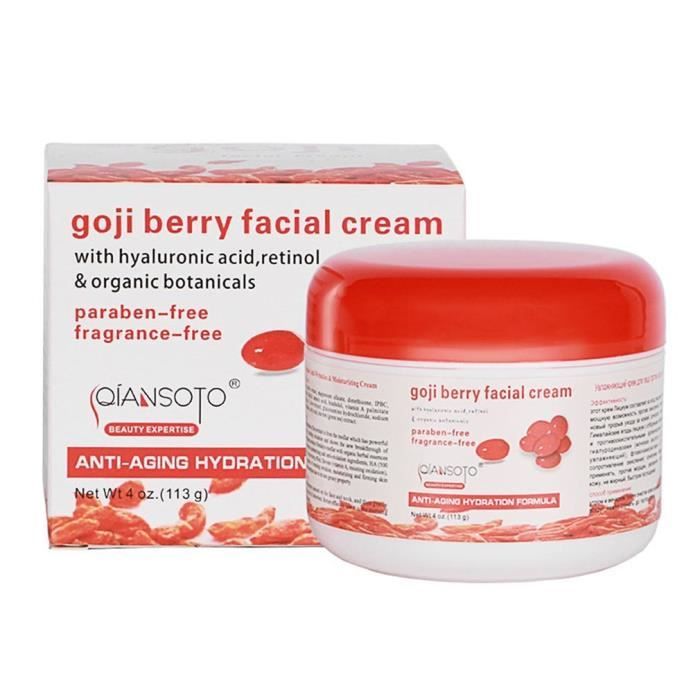 Crème pour le visage à la baie de Goji Accessoires hydratants anti-âge Acide hyaluronique