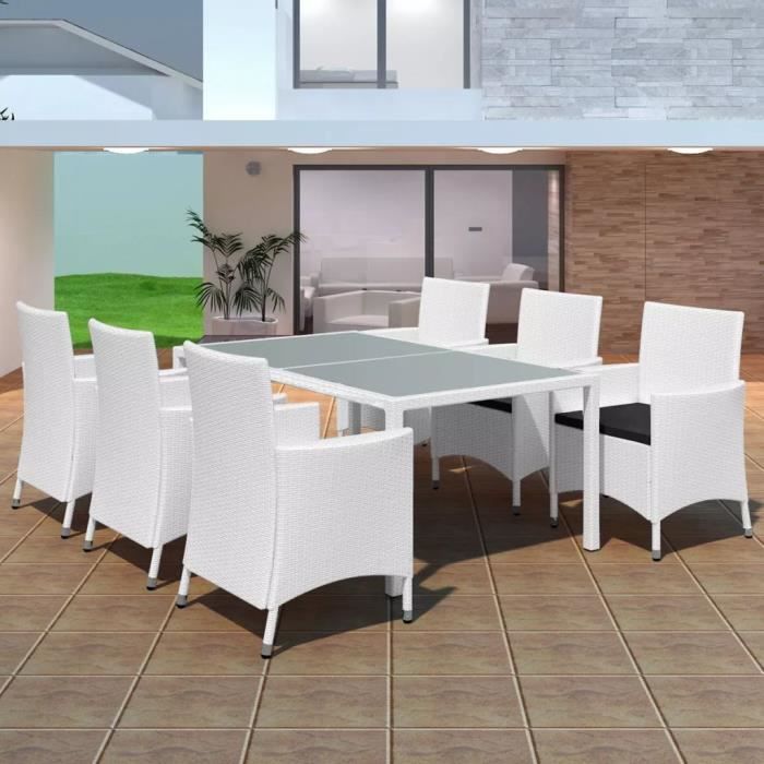 Luxueux Magnifique Moderne-Mobilier de jardin Salon de jardin 7 pcs Résine tressée Blanc-crème