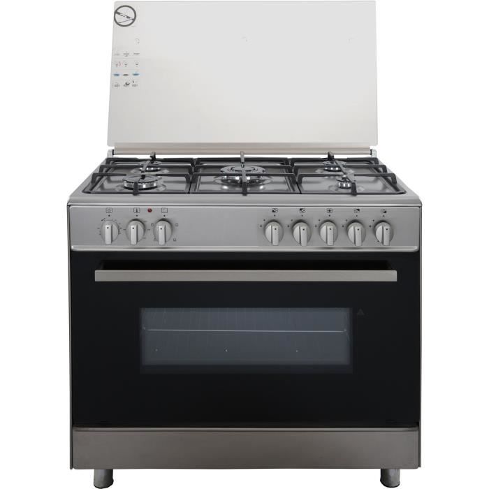 TRIOMPH TEG96CXA - Cuisinière table gaz - 5 foyers - Four gaz - Convection - Catalyse - L90cm -A - Inox