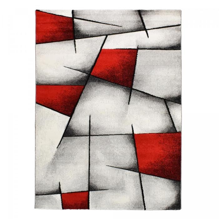 NAZAR BRILLANCE Tapis de salon 120x170 cm rouge, noir et gris