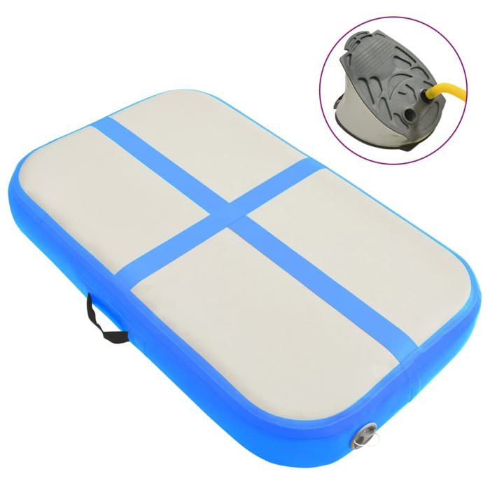 vidaXL Tapis gonflable de gymnastique avec pompe 60x100x10 cm PVC Bleu