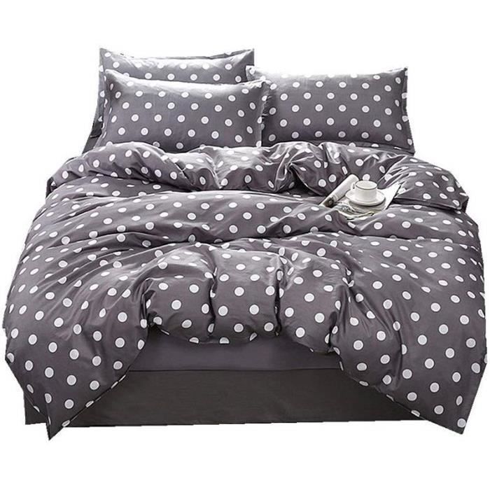 Ensemble de 3 Pièces Forme de Coeur Amour Noir et Rouge, Diamant, r Gothique Noir et Blanc Housse de Couette (NT-004, 200_x_230_cm)
