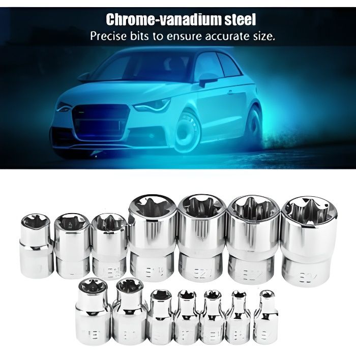 Jeu de douilles Coffret cliquet Torx douille étoile Bit Socket Set Drive Tool Kit de Réparation DOUILLES EMBOUTS -PEL