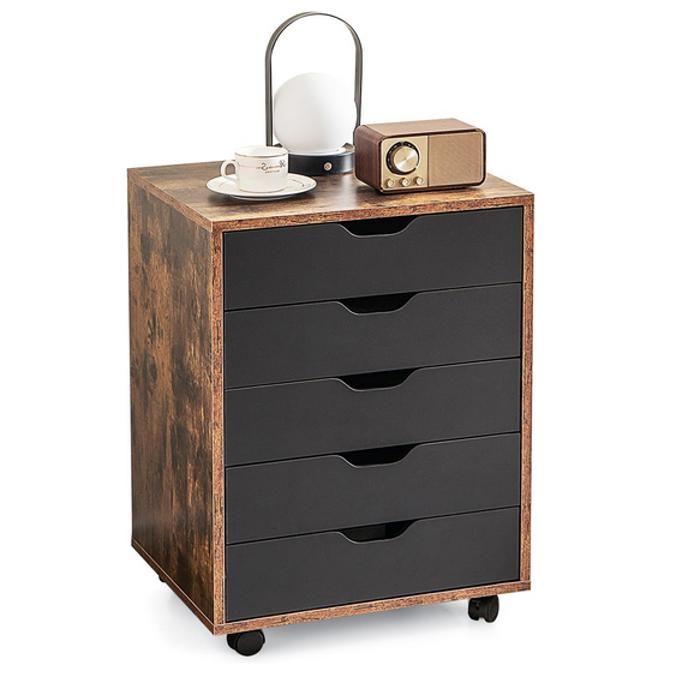GIANTEX Caisson de Bureau 5 Tiroirs à Roulettes-Commode Meuble de Rangement-Support dImprimante-49x40x65 cm-Brun Industriel GIANTEX Caisson de Bureau 5 Tiroirs à Roulettes-Commode Meuble de Rangement-Support dImprimante-49x40x65 cm-Brun Industriel