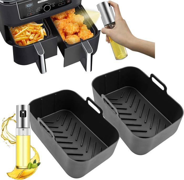 Paquet De 2 Doublures De Friteuse À Air En Silicone Pour Ninja Dual, Doublures De Friteuse À Air