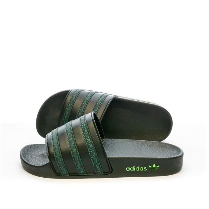 Claquettes Noir/Vert Adidas Adilette HP6266 Cdiscount Sport