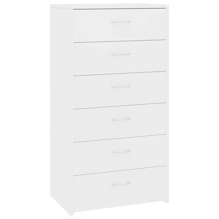 Buffet bas armoire commode Buffet avec 6 tiroirs meuble de rangement Blanc 50x34x96cm Bois dingénierie 2540945 FrenchDays