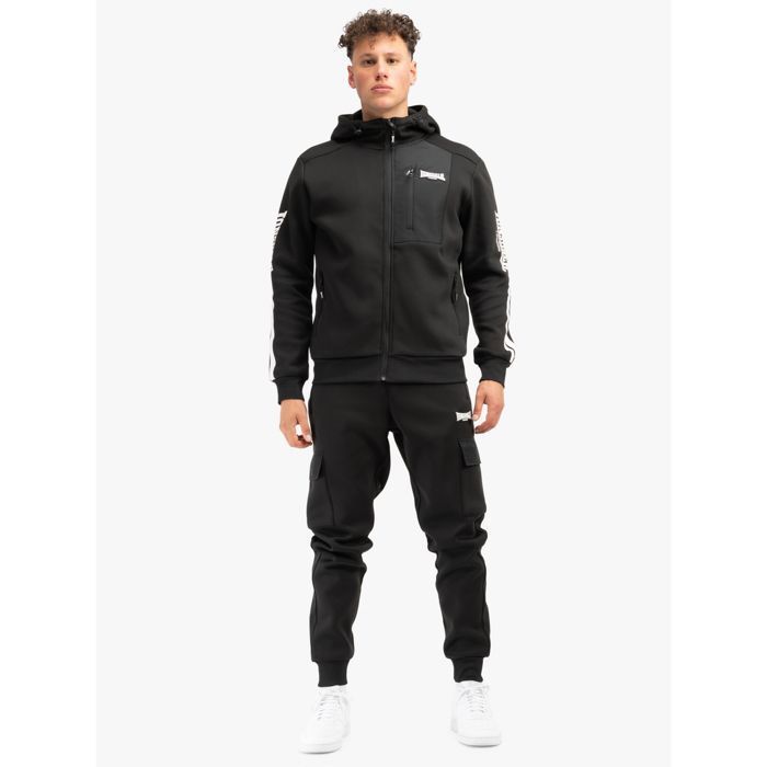 Lonsdale Survêtement adulte noir – Veste zippée à capuche + pantalon