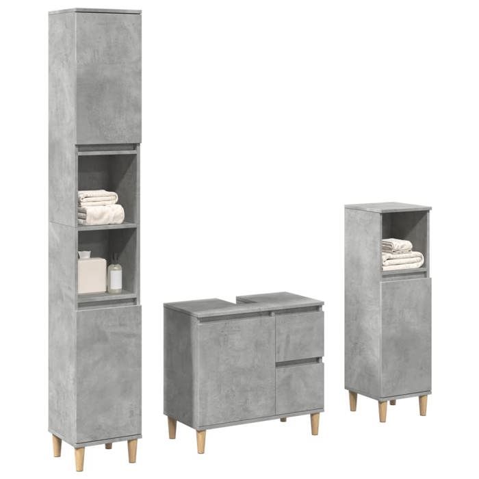 vidaXL Ensemble de meubles de salle de bain 3 pcs gris béton 3324945