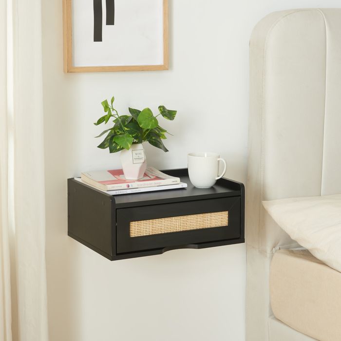 Étagère murale Ljuredsø 40 x 30 x 17 cm noir aspect rotin