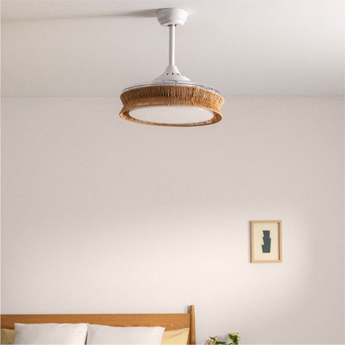 Ventilateur de plafond - Create - WIND CLEAR RATTAN - Pales rétractables - Éclairage LED - Wi-Fi - Create