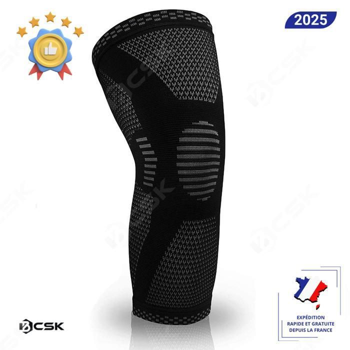 Genouillère de compression BCSK® Manchon de protection et maintien pour sport récupération et tendinite Femme - Homme Noir