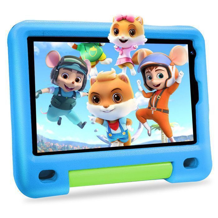 Tablette Enfants Android 12 8 Pouces 4 Go + 64 Go / TF 128 Go Contrôle Parental Double Caméra WiFi Kid-Proof Étui