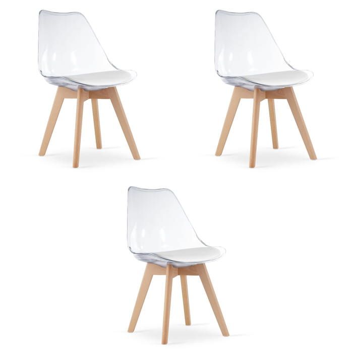 Chaise MARK - transparente / pieds naturels x 3OSKAR design moderne