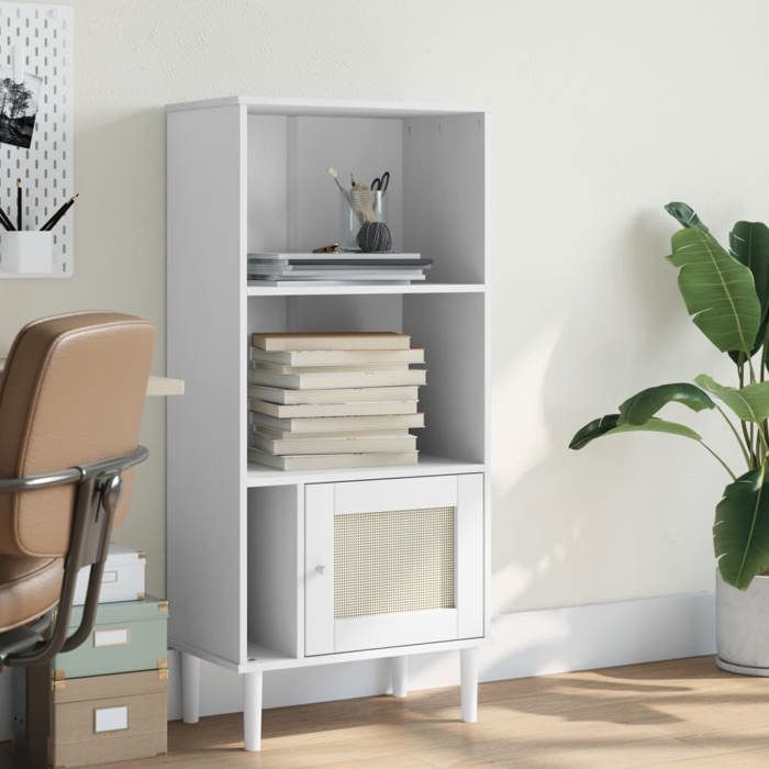 Meilleures Bibliothèque SENJA aspect de rotin blanc - Bois massif de pinMeuble de Rangement pour Livres SSD22803397