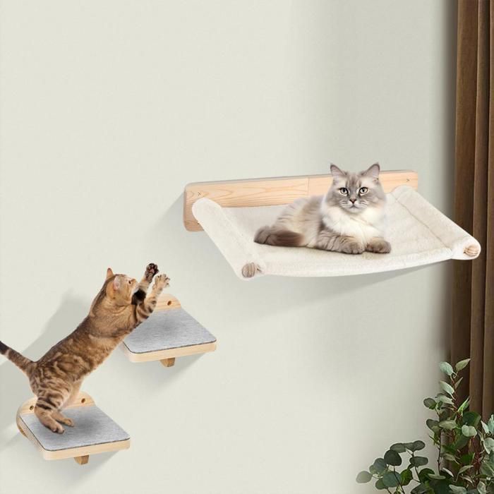 Meilleurs prix pour YIYI. LIT MURAL POUR CHAT - CADRE DESCALADE POUR CHAT À STRUCTURE SOLIDE - 61*40*15CM - BEIGE ET GRIS.