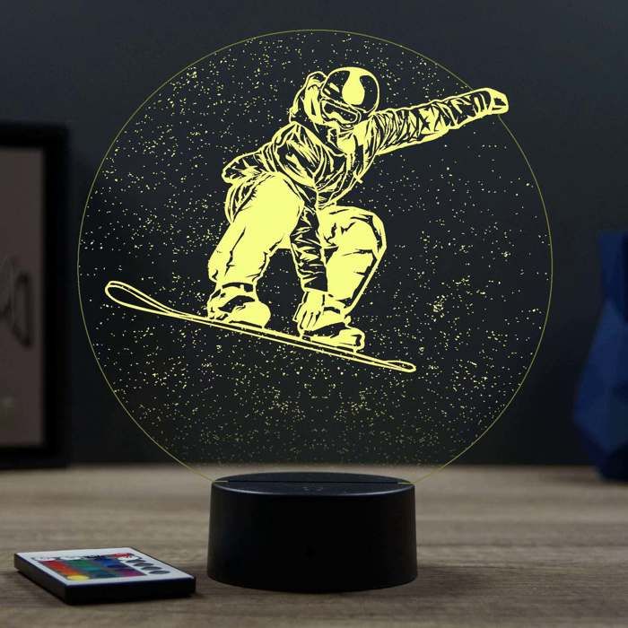 Lampe 3D Sport Surfeur Snowboard – LED – Idée Cadeau – Fabriquée en France