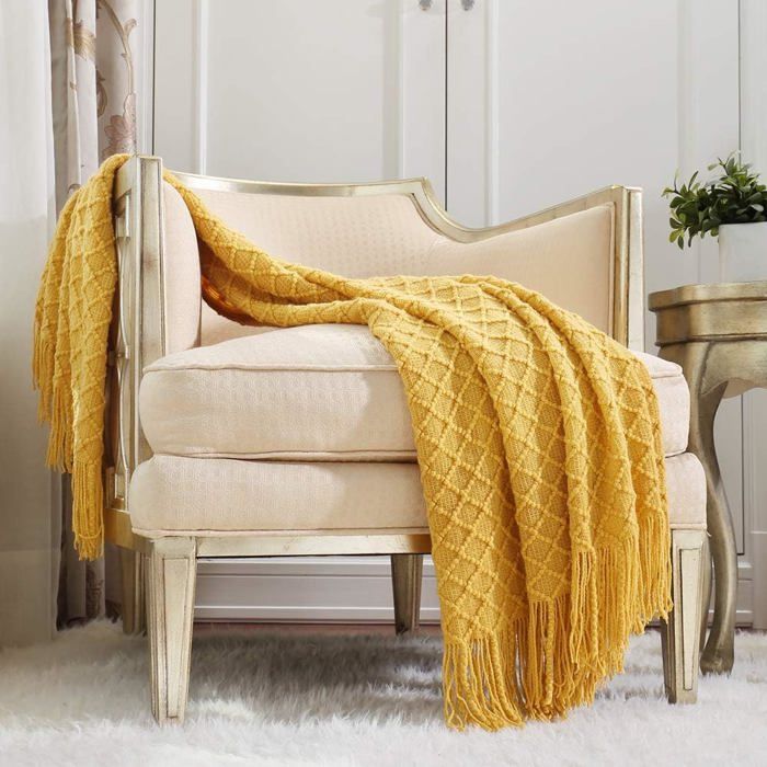 Plaid décoratif en Tricot Doux Chaud Confortable léger pour canapé Chaise lit pour Le Printemps l’été 100*150cm