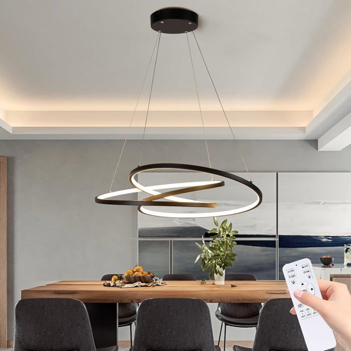 Moderne Suspension Luminaire LED Lustre Salon Dimmable avec Télécommande Réglable pour Salle à Manger