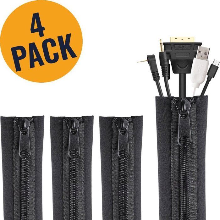 Lot De 2 Organisateurs De Câbles Bureau En Acier Inoxydable Noir - Gestion Des Câbles Pro Avec Accessoires Complets