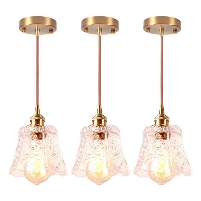 iDEGU 3x Moderne Suspension Luminaire Lustre Vintage Abat-jour en Verre E27 Lampe de Plafond Style Chinois Vintage pour Salon Cafes