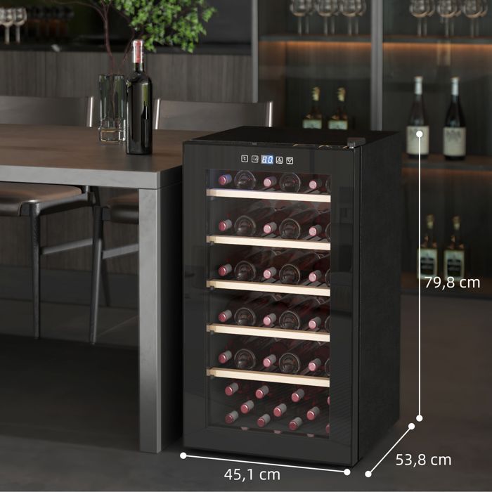 Réfrigérateur à vin 41 bouteilles 91L 5-20℃ compresseur Réfrigérateur à boissons avec porte vitrée lumière LED Réfrigérateur à bo - Rejimenez2025