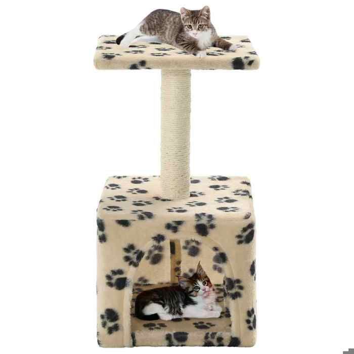 Automne/hiverArbre à chat avec griffoirs en sisal 55cm Beige Motif de pattes - HAuteur:55cm - Grande Taille &FR_569243